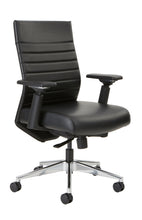Load image into Gallery viewer, Etano LXT office chair executive black leather horizontal stitching backrest polished aluminum base and armrest details modern design comfy chair beniia.com