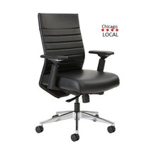 Load image into Gallery viewer, beniia.com office furniture Etano executive task seating contract office chair for corporate use black leather with designer look.  hi back with adjustable armrests and polished aluminum base casters beniia.com