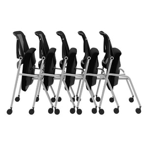 beniia office furniture Artii mesh back mobile nesting multi-purpose office chair row of 5 chairs seats up ready to go.- ChicagoOfficeChair.com www.beniia.com