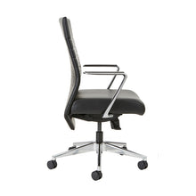 Load image into Gallery viewer, Beniia Office Furniture - Etano executive office chair - side view - black leather - polished aluminum accents - pleated backrest - beniia.com - chicagoofficechair.com