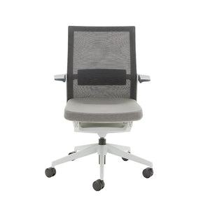 beniia office furniture - vello conference chair - front view - gray mesh gray frame gray fabric - beniia.com/vello - chicagoofficechair.com - modern office design - home office naperville - elmhurst - barrington - st. charles - northbrook