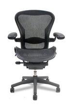 Load image into Gallery viewer, Herman Miller Aeron in Carbon - office chair - black mesh - front view - modern office furniture - classic design - iconic office chair - chicagoofficechair.com