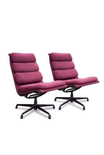 herman miller eames aluminum group lounge chairs in plum fabric classic designer chairs officefurniturecenter.com