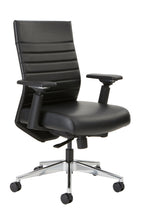 Load image into Gallery viewer, Etano LXT office chair executive black leather horizontal stitching backrest polished aluminum base and armrest details modern design comfy chair beniia.com 