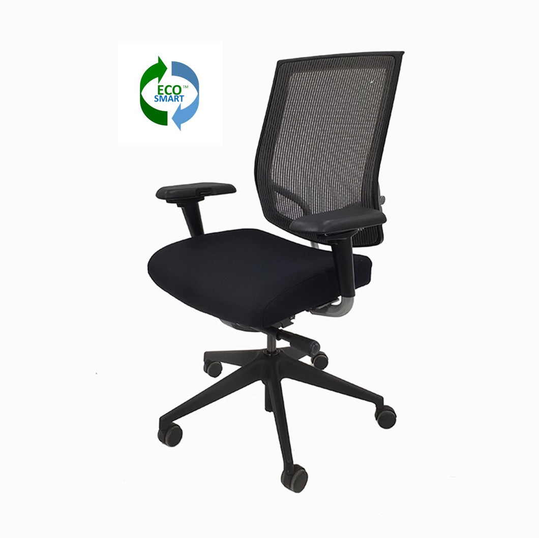 SitOnIt office chairs - Focus work chair - black mesh - silver frame - ergonomic features - front 45 view - chicagoofficechair.com - naperville chairs - elmhurst - aurora - schaumburg - northbrook - bolingbrook