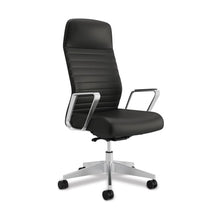 Load image into Gallery viewer, HON office furniture - Merit executive chair - black leather - polished aluminum armrests - modern design - chicagoofficechair.com - chicago office chairs - naperville home office - schaumburg work from home - collaborative offices- 