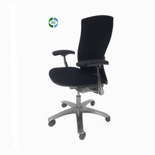 Load image into Gallery viewer, Life executive task chair by Knoll, white background, frt 45 view, black mesh, black fabric,, polished aluminum frame, polished aluminum base, EcoSmart 2nd Life - ChicagoOfficeChair.com, recycled office furniture, refurbished chairs, retro designer furniture